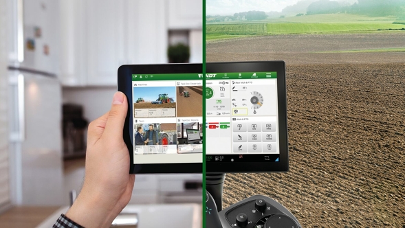 FendtONE in use at home (offboard) and in the field in the tractor (onboard)